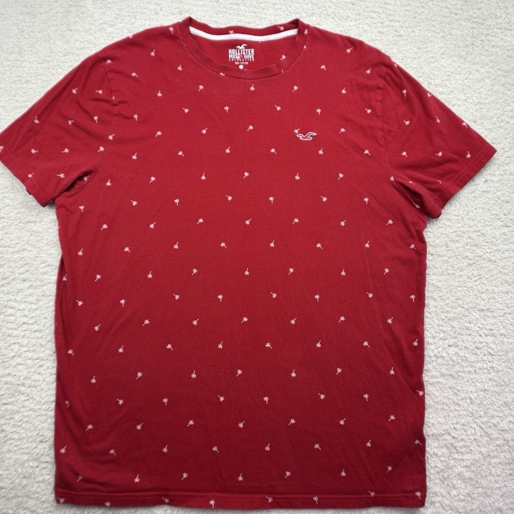 Hollister Must-Have‎ Collection Mens Red Icon Crewneck Cotton T-Shirt Size XL